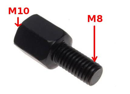 ADAPTER LUSTERKA M8 PRAWY GWINT NA M10 PRAWY GWINT