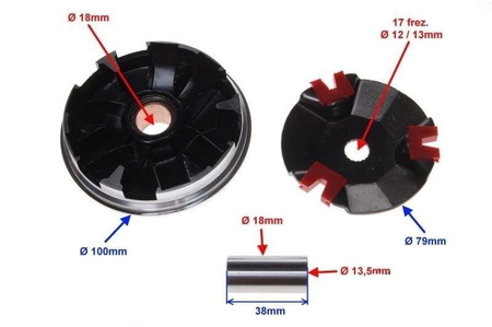 Wariator do skutera 2T wał 13mm Sport Barton Romet
