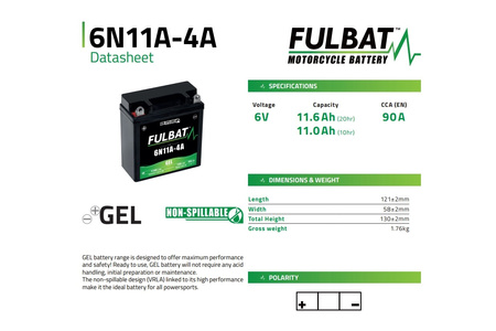 Akumulator Żelowy Bezobsługowy Fulbat 6n11a-4a