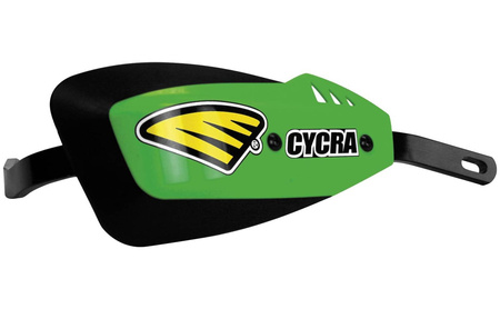 Osłony rąk (handbary - aluminiowy rdzeń) z mocowaniem (28,6mm - mocowanie 1cyc-1156-12 w zestawie) model serieone kolor zielony fluo