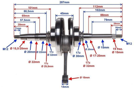 WAŁ KORBOWY SKUTER 125 GY6-125 ROMET BARTON ZIPP