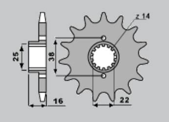 Zębatka przednia 490 14 (a4250736140) bimota ducati
