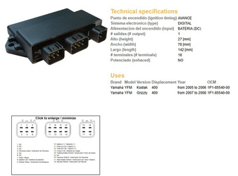 Dze moduł zapłonu cdi yamaha yfm400 grizzly 07-08, kodiak 05-06 (1p1-85540-00)