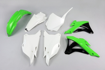 komplet plastików kawasaki kx 85 '14-'21 kolor oem '14-'15 (zielony/biały/czarny)