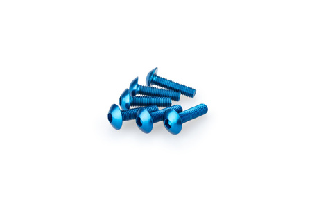 Śruby z anodyzowanego aluminium blister 6 wypukłych śrub m5x20mm niebieskie