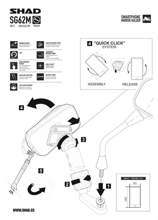 Uchwyt telefonu na kierownicę Shad 180x90 mm