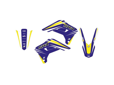 Komplet naklejek (oklein) sherco se/sef 125  '17-'23, dream 4 kolor niebieski/ żółty/ biały (zastępuje e2e01l)