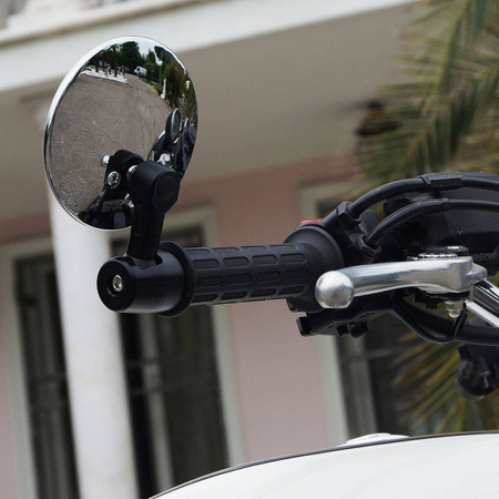 Lusterko na koniec kierownicy "cafe racer" prawe/lewe kolor srebrny