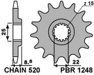 Zębatka przednia 1248 15 18nc ktm sx/exc 125/150 '88-'19 samooczyszczająca (jtf1901.15sc) (łańc. 520)