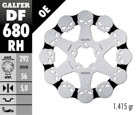 Tarcza hamulcowa przód harley-davidson (292x56x5) pływająca skull (wzór czaszki)
