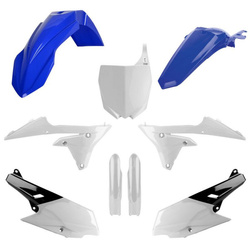 KOMPLET PLASTIKÓW (FULL KIT) YAMAHA YZ 250F '14-'18; YZ 450F '14-'17 W ZESTAWIE TABLICA PRZEDNIA (8678400001) I OSŁONY AMORTYZARORÓW (8352000001) KOLOR NIEBIESI BIAŁY OEM