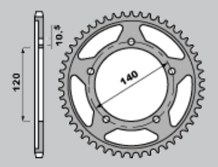 Zębatka tylna utwardzana 4398 42 c45 suzuki gsxr 750 (00-05), gsr750 '11-'14 (2061-42)