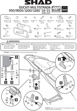 Stelaż kufra bocznego 4P Shad Terra do Ducati Multistrada