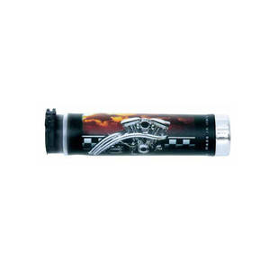 Manetki 02601-bth silnik v-twin końcówka chrom (130 mm/22 mm) bez otworu kolor czarny