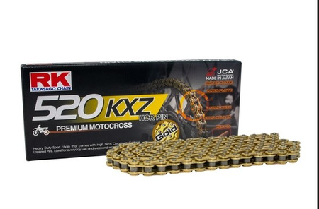 ŁAŃCUCH NAPĘDOWY (MOTOCROSS) GB520KXZ-120 ZAPINKA (CL) W ZESTAWIE KOLOR ZŁOTY (POJEMNOŚĆ: DO 450 CCM) (35 KN)