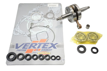 ZESTAW NAPRAWCZY DOŁU SILNIKA HONDA CR 80R '86-'91 (WAŁ KORBOWY, ŁOŻYSKA, USZCZELNIACZE, USZCZELKI)