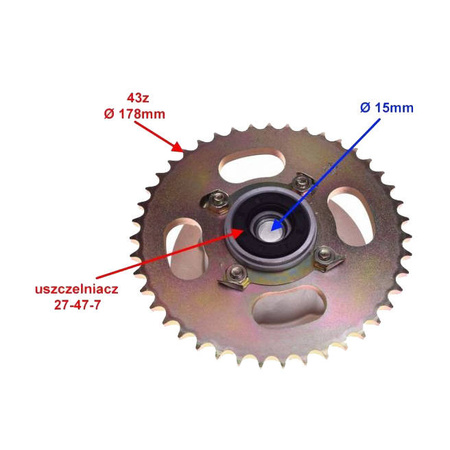 Zębatka tył 43Z 428H do Shineray Xy150-17