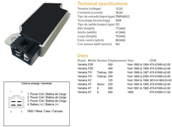Dze regulator napięcia yamaha xt600e '91-95, xv250, tw200 (esr083) (47x-81960-a2-00) (35a)