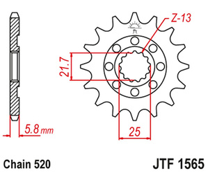 Zębatka przednia 2141 13 kawasaki kxf 450 '06-20' klx 450 '08-20' (214113jt) (łańc. 520)