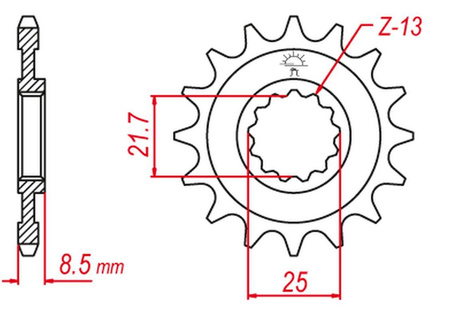 Zębatka przednia 2137 16 kawasaki zx -r '02-'03, z 1000 '03-'06, zx-10r '04-'20 (-1), zx-10rr '17-'19 (-1), klv 1000 '04-'06 (-1) (jtf1537.16)