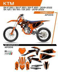 Komplet naklejek (oklein) ktm sx/sxf 125/150/250/350/450 '19-'22 apodikolor pomarańczowy