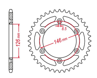 Zębatka tylna aluminiowa kolor czarny 808 47 suzuki drz 400 '00-'20, rm 125/250, rmz 250/450 (jtr808.47)