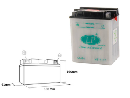 Landport akumulator yb14-b2 12v 14ah 135x91x167 obsługowy - bez elektrolitu (5)