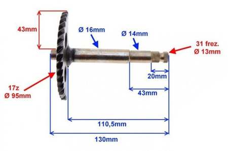 Półksiężyc kopniaka skuter 125cm GY6-125 4T 130 mm