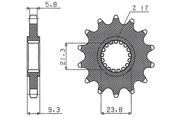 Zębatka przednia 342 13 honda cr 250 '88-'07, crf 450 '02-'18,crf 250r '22-'23, trx 450/700 (jtf284.13) (łańc. 520) (34213jt)