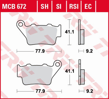 Klocki hamulcowe kh213 eco organic honda nx 500/650 dominator '95-'01, slr 650 '97-'98, ktm sx/exc/egs/lc4/duke 125/250/300/350/360/390/400/