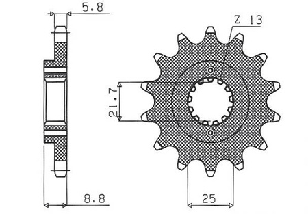 Zębatka przednia 525 15 kawasaki zxr 400, kle 500 '91-'96 (-1), gpz 500s (-1) (jtf512.15) (łańc. 520) (52515jt)