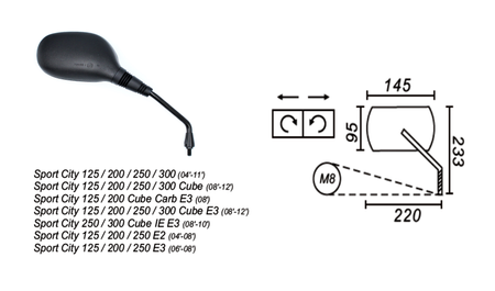 Lusterko Prawe Aprila Sport City 125/200/250/300 Power Force