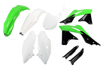 Komplet Plastików (Full Kit) Z Osłonami Teleskopów (Amortyzatorów) Kawasaki Kxf 250 '13-'16 Kolor Oem '14-'15 (Zielony/Biały/Czarny) (Ka221e999)