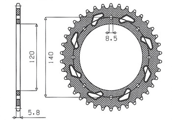 Zębatka tylna 491 43 kawasaki klr 650c '95-'03 (jtr487.43) (łańc. 520) (49143jt)