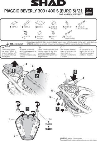 Stelaż kufra tylnego Shad do Piaggio Beverly 300 400 S