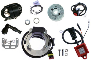 ZESTAW ZAPŁONOWY WIRNIK, (KOŁO MAGNESOWE) UZWOJENIE ALTERNATORA, REGULATOR NAPIĘCIA, CEWKI ZAPLONOWE, FAJKI ŚWIEC, MODUŁ CDI YAMAHA YZ 465 / 490 (STATOR 110MM)