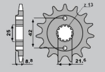 Zębatka przednia 525 16 kawasaki gpz 500s '87-'05, kle 500 '91-'96