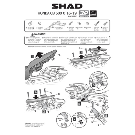 Stelaż do kufrów bocznych Shad 3P do Honda CB500X 2016