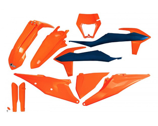 Komplet Plastików Z Osłonami Teleskopów (Amortyzatorów) Ktm Exc 125 '20-'21, Exc 250 / 300 '20-'23, Exc-F 250 / 350 / 450 / 500 '20-'23 Kolor Oem Pomarańczowy