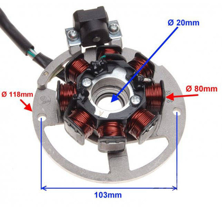Stator iskrownik 8 cewek 5 przewodów Keeway Pixel