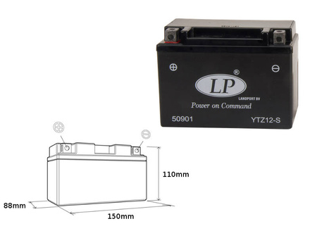 Landport akumulator ytz12-s 12v 11ah 150x86x110 (gtz12s) bezobsługowy - zalany (4)