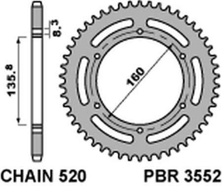 Zębatka tylna 3552 38 l (łańc. 520) (jtr5.38)