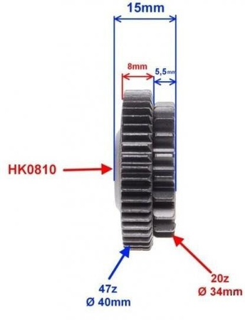 Wałek i Zabezpieczenie Koła Rozrusznika Skuter 2T Minarelli