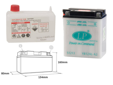 Landport akumulator yb12al-a2 12v 12ah 135x81x161 (gb12ala) obsługowy - elektrolit osobno (4) ue2019/1148