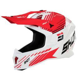Kask enduro cross Shot Lite Fury biały i czerwony połysk
