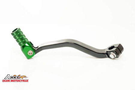 Dźwignia zmiany biegów kawasaki kx 60 '85-'02, kx 80/85 '91-'18 aluminiowa kolor czarny, końcówka zielona