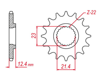 Zębatka przednia 2149 14 yamaha xg 250 tricker '05-'07, xt 250 '08-'21, ybr250 '07-'11 (jtf1594.14) (-1)