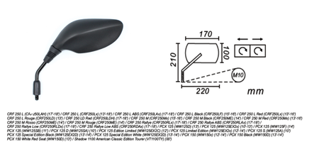 Lusterko Lewe Honda Pcx 125/150, Crf 250 Power Force