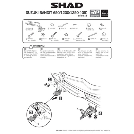 Stelaż do kufrów bocznych Shad 3P do Suzuki Bandit