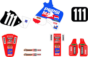 Komplet naklejek (oklein) honda cr 125 '93-'94, cr 250 '92-'94, replica team honda pepsi '94 kolor czerwony/niebieski/biały